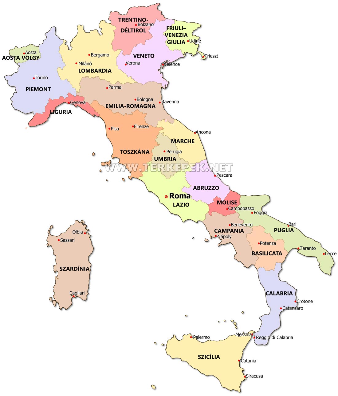 olaszország térkép magyarul Olaszország térképek olaszország térkép magyarul